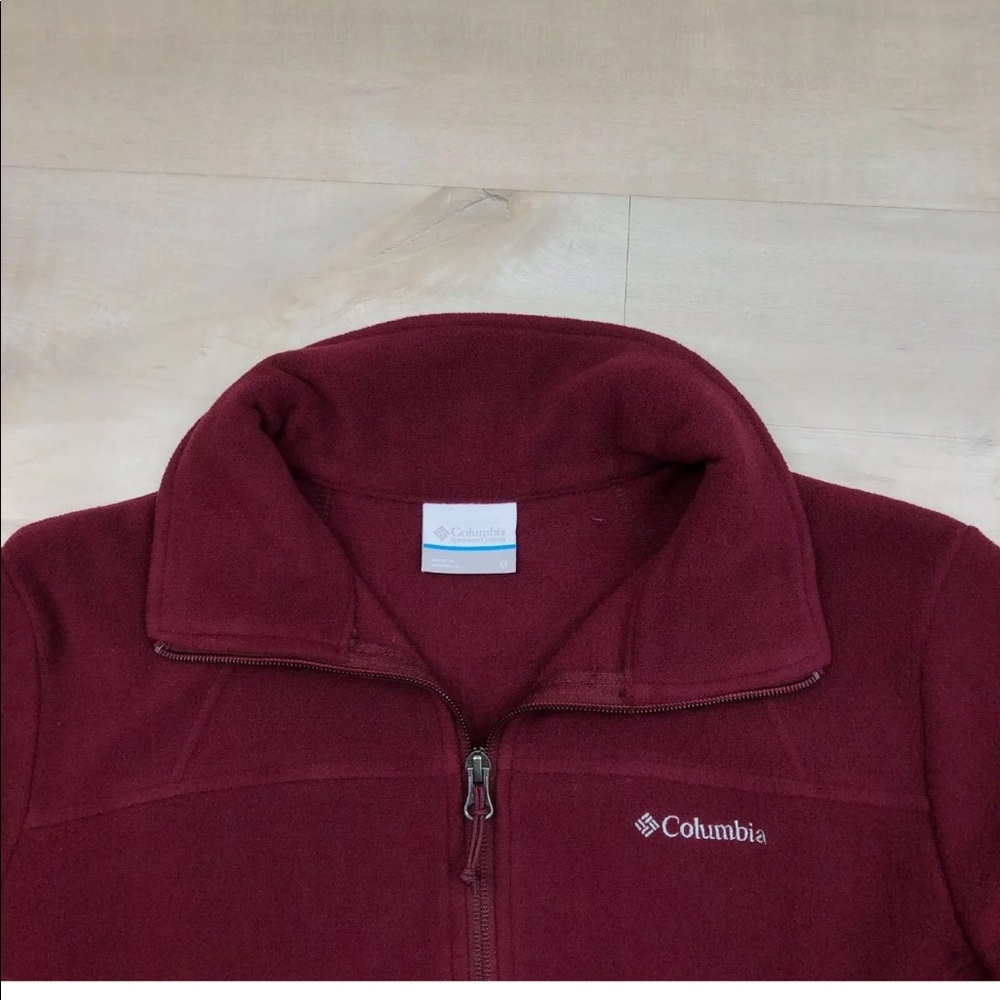 Columbia Jacket Fleece Lightweight Zip Up Burgundy - Picture 2 of 8